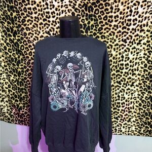 Mighty Fine Black Skeleton Graphic Crewneck Sweater
